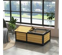 PawHut Wooden Tortoise House, Small Pet Reptile with Hide Shelter Den and Run