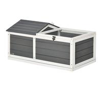 PawHut Wooden Tortoise House, Small Pet Reptile with Hide Shelter Den and Run - Dark Grey - fir wood, steel - 1