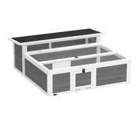 PawHut Wooden Tortoise House Tortoise Enclosure, Top Opening, Dark Grey | Clear Observation Window, Multiple Doors, Galvanised Mesh, Small Animal Enclosure, Indoor Outdoor Use