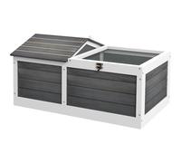 PawHut Wooden Tortoise House, Tortoise Table, Hide Shelter Run, Dark Grey