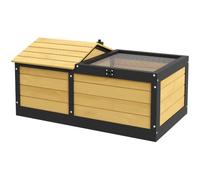 Pawhut Wooden Tortoise House, Small Pet Reptile With Hide Shelter Den And Run In Yellow Yellow