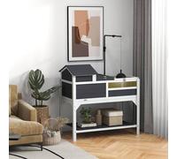 Pawhut Wooden Tortoise House W/ Adjustable Lamp Holder, Removable Main House - Grey Grey