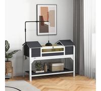 PawHut Tortoise House w/ Adjustable Lamp Holder, Openable Lid, Dual Main Houses