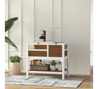 PawHut Wooden Tortoise House w/ Run, Shelter, Shelf, Lamp Holder - Brown, Brown