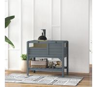 Pawhut Wooden Tortoise House W/ Run, Shelter, Shelf, Lamp Holder, Grey