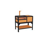 PawHut Wooden Tortoise House w Run Shelter Shelf Lamp Holder Yellow