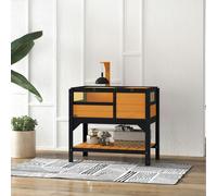 PawHut Wooden Tortoise House w/ Run, Shelter, Shelf, Lamp Holder, Yellow - Yellow - Fir wood, galvanised mesh wire and acrylic - 1