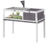 PawHut Tortoise Cage Tortoise House Indoor Dual-Zone Lamp Holder Grey