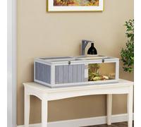 Pawhut Wooden Tortoise House With Lamp Holder, Clear Observation Windows In Light Grey Light Grey