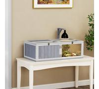 Pawhut Wooden Tortoise House With Lamp Holder, Clear Windows, Openable Tops