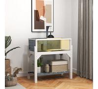 Pawhut Wooden Tortoise House With Storage Shelf, Clear Observation Windows In Grey Grey