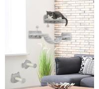 PawHut 4PCs Cat Wall Shelves with Steps - Ladder - Jumping Platforms | TJ Hughes Light Grey