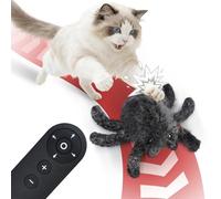 Pawingcat Remote Control Cat Toy 2 Modes Moving Cat Toy Horror Remote Control Spider Halloween Interactive Cat Toys for Indoor Cats with 3 Speeds