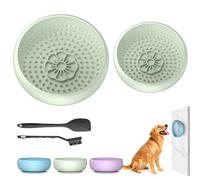Pawinner 2PCS Dog Lick Bowl+Slow Feeder Bowl, Non-Slip Suction, Anxiety Relief Lick Mat, Freeze Licking Enrichment Feeder for Distraction, Bath, Groom, Train, BPA Free Silicone, 2 Size Cups Green