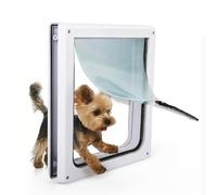PAWISE 2 Way Dog Door, Lockable Dog Flap with Flexible Transparent Flap Solid Design & Easy Installation (25 * 29CM)
