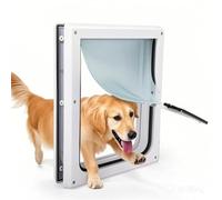 PAWISE 2 Way Dog Door, Lockable Dog Flap with Flexible Transparent Flap Solid Design & Easy Installation (L)