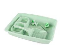 PAWISE Cat Accessories Set of 4 Cat Accessories Including Litter Tray, Litter Scoop, Bowl and Kitten Toy, 14.5 x 10.6 Inches, Green