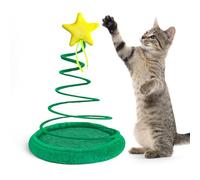 PAWISE Cat Toys for Indoor Cats, Christmas Interactive Kitten Toys, plush spring high resilience collapsible Christmas tree star style pet toys