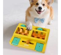 Pawise Dog & Cat Puzzle Feeder Toy,Treat Dispenser Puzzle for Indoor Cats,Enrichment Food Puzzle Toy with Rotating Lever,Slow Feeder for Puppies, Kittens, Small Dogs and Cats (Yellow & Green, Square)