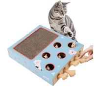 Pawise Fun Plus Play Scratcher - Interactive Cat Toy with Scratch Pad, Peek Holes & Sliding Paws, Multi-Activity Puzzle Box for Indoor Cats, 13.8"x10"x2.4"