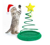 PAWISE Xmas Cat Toy, Cat Tree for Indoor Cats Interactive Kitten Toys with Plush Spring Coil Xmas Tree Cat Chew Toy