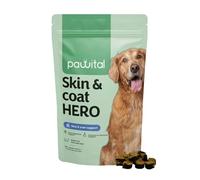 Pawital Skin & Coat Hero with Beef Dog Treats 240g - Biotin, Hyaluronic Acid, Postbiotics, Dog Supplements