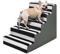 PAWK 5-Steps Non-Slip Dogs Stairs with Washable Cover/Machine Washable,High Density Foam Pet Steps have Strong Support for Small Dogs&Cats,Non-slip Dogs Ramp for Sofa, 45x56x75CM