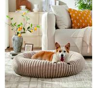 Pawk Extra Large Donut Dog Bed-XL Dog Bed Machine Washable, Calming Round Doughnut Bed Plush Provide Support for All Joints, Zipper Design can Quickly Remove Cover, 92x92x26cm（Brown）
