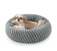 Pawk Medium Donut Dog Bed-Round Dog Cat Bed Fill Particle Memory Sponge&Cotton, Calming Puppy Beds Machine Washable with Teddy Plush&Zipper, Fit 20lbs Dachshund, 59x59x20cm