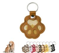 Pawkeys, The Paw Print Keepsake That Keeps Them Close, Cat Fur Memory Charm, Pet Paw Shaped Leather Keychain, Leather Paw Print Pet Fur Keepsake Keychain for Cute Charm for Pet Lovers (Brown)