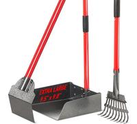 Pawler Dog Pooper Scooper - Heavy Duty Metal Dog Poop Scoopers w/Handle, Spade, Rake, and Storage Clip - Use on Yard, Grass, Dirt, Concrete for Small, Medium & Large Pet Dogs
