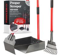 Pawler Dog Pooper Scooper - Heavy Duty Metal Dog Poop Scoopers w/Handle, Spade, Rake, and Storage Clip - Use on Yard, Grass, Dirt, Concrete for Small, Medium & Large Pet Dogs