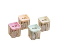 Pawleso 4 /6Pcs Twin Hole Pencil Sharpener with Transparent Container Morandi Color Style Square Manual Pencil Sharpeners for Students School Office Home Supply (4)