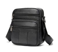 Pawleso Men's Shoulder Bags, Vintage Leather Man Cross Body Bag CrossbodyTote with Adjustable Straps for Business Work Travelling Daily Use (Black)