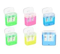Pawleso Two Hole Pencil Sharpener with Container Waterproof Durable Manual Multi-Color Small Sharpeners-6 Packs, for Kids,Adults,School,Home and Office (6)