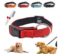 Pawliberation Magnetic Dog Collar, 2025 New Pawliberation Reflective Adjustable Collar, Heavy-Duty Buckle & Double-Layer Fabric with Breathable, Perfect for Senior Dogs (1pc*Red)