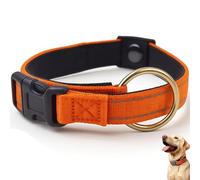 Pawliberation Magnetic Dog Collar, Adjustable Magnetic Therapy Dog Collars, Double-Layer Fabric, Breathable & Reflective for Night Safety, Pawliberation Collar for Senior Dogs (Orange)