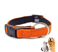 Pawliberation Magnetic Dog Collar, Adjustable Reflective Collar with Quick-Release Magnetic Heavy Duty Buckle, Double-Layer Fabric Breathable Material for Senior Dog (Orange)