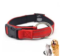 Pawliberation Magnetic Dog Collar, Adjustable Reflective Collar with Quick-Release Magnetic Heavy Duty Buckle, Double-Layer Fabric Breathable Material for Senior Dog (Red)