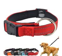 Pawliberation Magnetic Dog Collar, Double Layer Fabric with Breathable and Reflective Design, Adjustable Magnetic Therapy Collar, Reflective Design for Night Safety (Red)