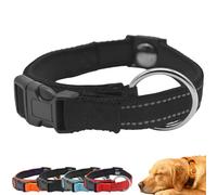 Pawliberation Magnetic Dog Collar, Double Layer Fabric with Breathable and Reflective Design, Adjustable Lightweight Collar with Magnetic Buckle for Night Safety (Black)