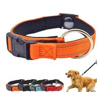 Pawliberation Magnetic Dog Collar, Double Layer Fabric with Breathable and Reflective Design, Adjustable Magnetic Therapy Collar, Reflective Design for Night Safety (Brown)