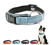 PawLiberation Magnetic Dog Collar for Senior Dogs, Double-Layer Breathable & Reflective Fabric, Quick-Release Magnetic Buckle, Adjustable Fit 11-16 Inches, Lightweight Design (Blue)