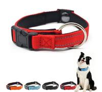 PawLiberation Magnetic Dog Collar for Senior Dogs, Double-Layer Breathable & Reflective Fabric, Quick-Release Magnetic Buckle, Adjustable Fit 11-16 Inches, Lightweight Design (Red)