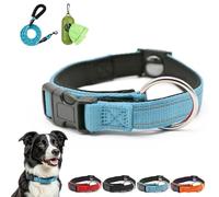 Pawliberation Magnetic Dog Collar, Reflective Adjustables Nylon Pet Collars with Soft Padded, Seamless Hanging Loop,Safety Locking Buckle, Perfect for Senior Dogs (Blue)