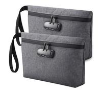 Pawlickio Lockable Money Bag,Cash Safe Money Bag,Lock Accessory Bag for Men and Women,for Travel, Bank Deposit,Cell Phone,Gray