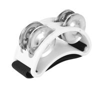 Pawlickio Powerful Sound Foot Tambourine Adjustable Foot Tambourines with Musical Instrument for Performance Singing White-Color