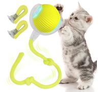 Pawlo Speedy Tail 2.0 Interactive Cat Toy - Self-Moving Balls for Cats - Smart Electric Cat Ball for Boredom, Enrichment, Pet Chase - Rechargeable Toy for Indoor Cats with 2 Tails (Yellow)