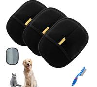 Pawlush Pro Glove, Pawlush Pro Quick Easy Pet Hair Removal, Happierdoggo Double-Sided Pet Grooming Gloves, Pet Fur Remover Mitt For Deshedding (3PCS)