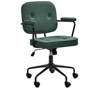 Beliani Desk Chair Swivel PAWNEE Faux Leather Dark Green, Green